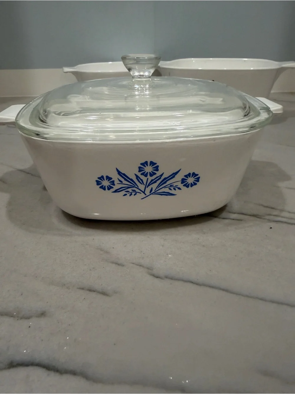 Vintage CorningWare Set Blue Cornflower Pattern and Trifoil  - Set of 4
